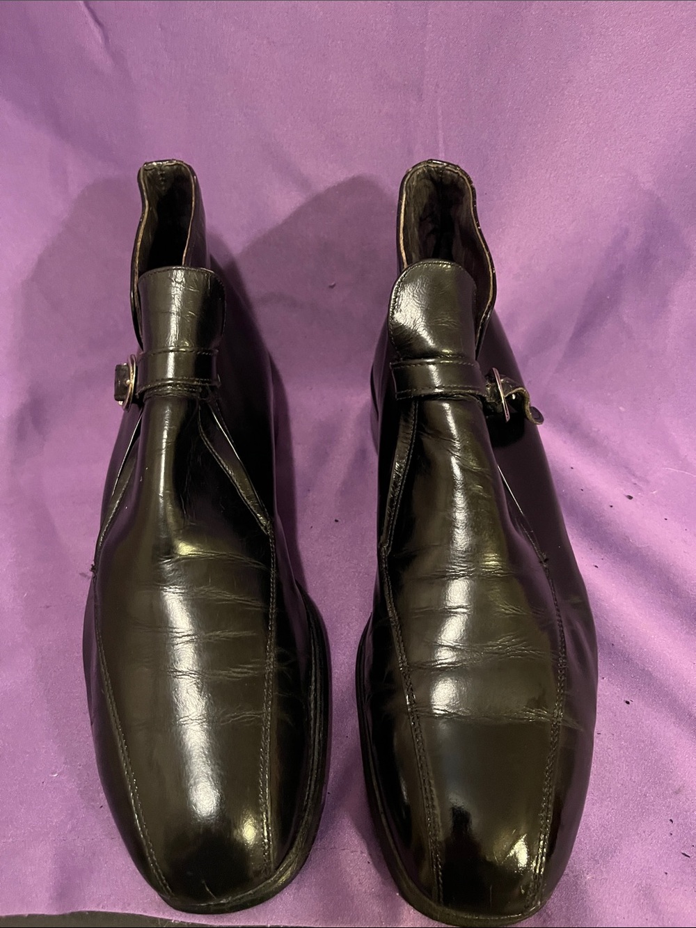 Men's Black Leather Single Monk Strap Oxfords